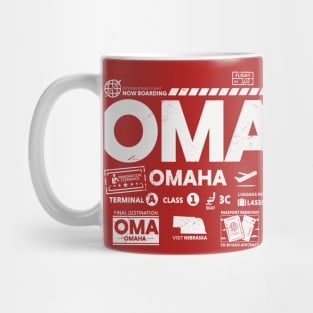 Vintage Omaha OMA Airport Code Travel Day Retro Travel Tag Nebraska Mug